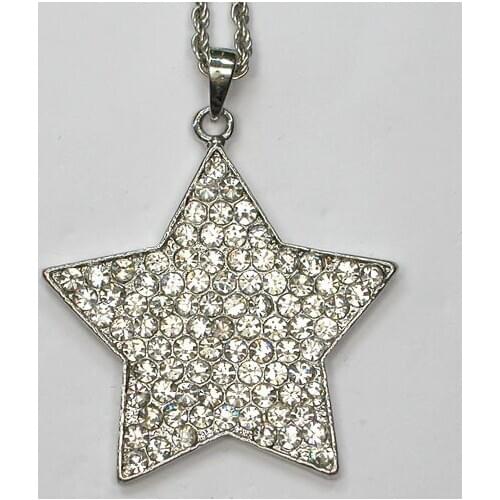 Clear Rhinestone Star Fashion Pendant Necklaces Chain Jewelry F390 A