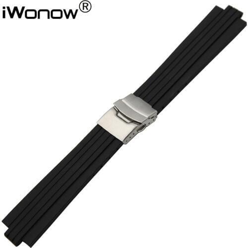 22mm 23mm 24mm Silicone Rubber Watch Band Convex End Strap 8mm 9mm 10mm 11mm 12mm 13mm Stainless Steel Safety Buckle Wrist Strap