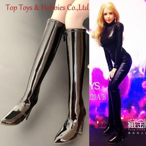 CJG-W020 1/6 Scale Female Shoes Model Hollow Boots Female Leather Long Boots High Heel Fit For 12-inch Figure Body Doll