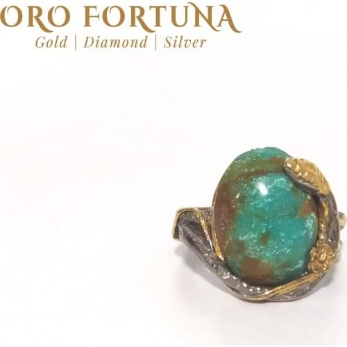 Sterling Silver Natural Stone Ring for Women 925 Natura Turquoise Fine Ring Gift for Her Healing Stone Chakra