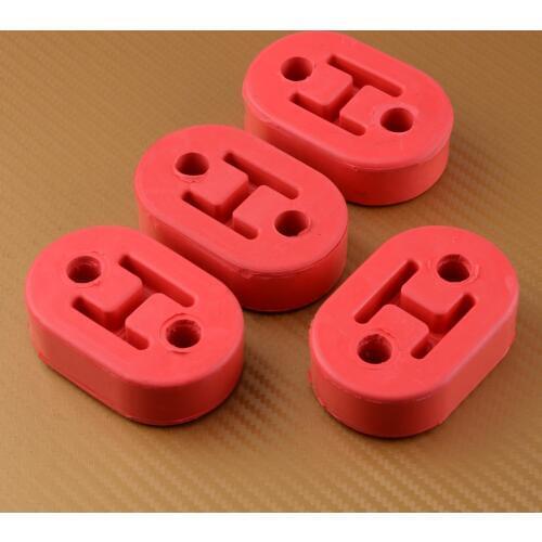 CITALL Universal 4pcs 11.5mm 2 Hole Car Rubber Polyurethane Exhaust Muffler Hanger Bracket Red Acccessories