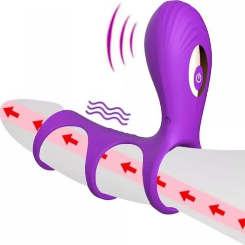 Three Ring Vibrator Soft Silicone Penis G-spot Vibrator Butt Plug Sex Toys For Man Anal Plug Vibrator Chastity Belt Anal Sex Toy