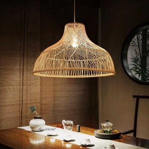 Japanese Rattan Chandelier Vintage Farmhouse Style Ceiling Chandeliers Lighting Led Lights for Dining Room Restaurant Suspension