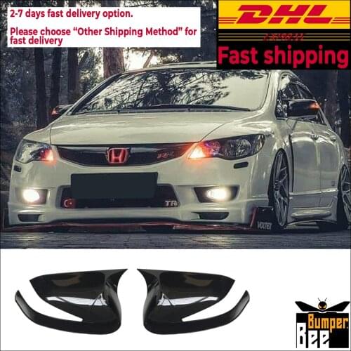 Mirror Cover For Honda Civic FD6 2006 2007 2008 2009 2010 2011 2012 Accessory Bright Black BAT BATMAN Case CAR Shield