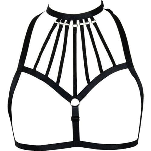 Sexy bondage BODY HARNESS lingerie Crop top Harness bra Goth Harajuku Cosplay Body harness Fetish wear Harness Cage bra