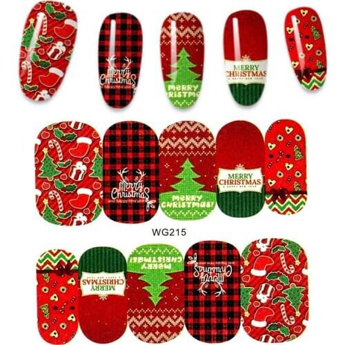 1 Sheet Nail Stickers Decal Xmas Water Christmas Santa Clause Deer Manicure Stickers Nail Art Sticker Decoration