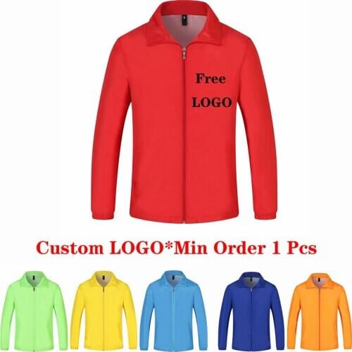 1PCS Free Customized DIY Logo Printing Company Work Wear Team Uniform Jacket For Man Woman Zipper Jackets Safety Costumes