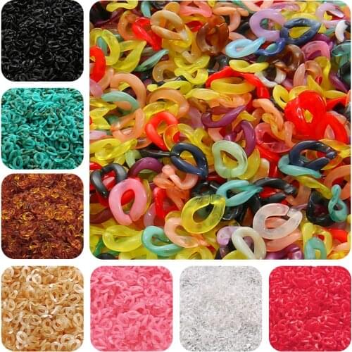 100Pcs Acrylic 13x10mm Colorful Flat Twist Oval Open Ring Beads Connector link Chain for Jewelry Making Components Bag Strap DIY