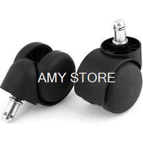 2PCS 2" 50mm Office Chair Shopping Cart Spare Part Black Twin Wheel Swivel Stem Caster