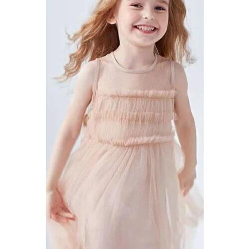 2021 Summer Sleeveless Mesh Princess Dress For Girls Kids Cute O Neck Dresses Toddler Children Clothing Little Girls Dresses 8 9