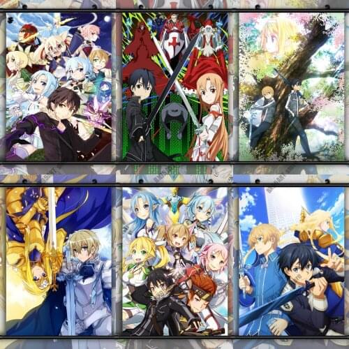 Anime 5D Diamond Painting Round Full Drill Diamond Embroidery Mosaic Sword Art Online Cross Stitch Kits Handicrafts Home Decor