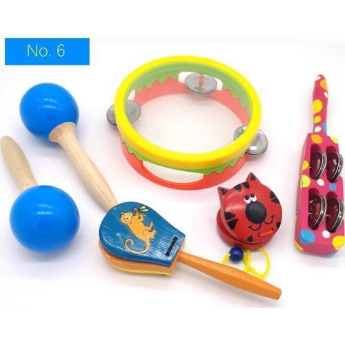 BIG SALE 6pc New musical instruments toy set wooden percussion instruments for baby preschool kids music rhythm educational