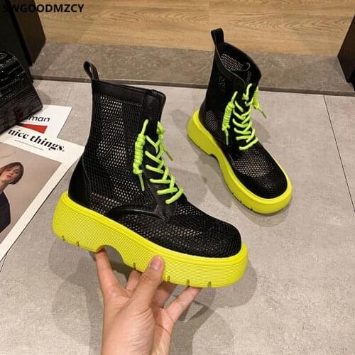 Summer Boots Female Women Shoes Ankle Boots for Women Fashion Black Platform Boots Chunky Heels Harajuku Shoes Zapatos De Mujer