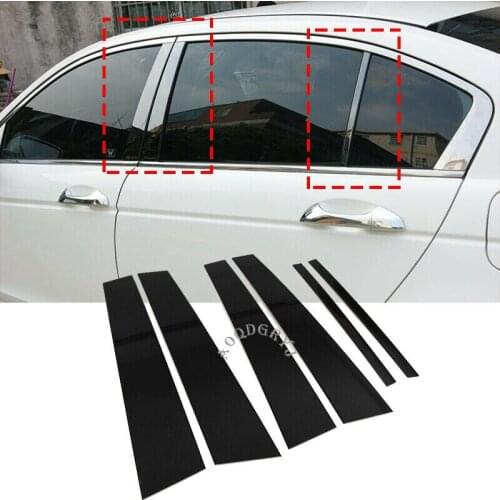 Black steel Pillar Posts for Honda Accord 2008-2012 6pcs set Set Door Cover Trim Car modification Auto parts