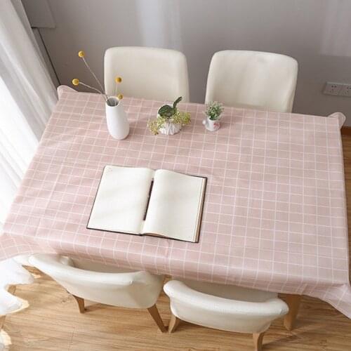 Home tablecloth simple style four-color plaid tablecloth oil-proof and wash-free PV coffee table tablecloth manteles de mesa