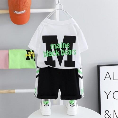 Summer Girls Clothing Toddler Kids Baby Boys M Print Tops T-Shirt+Shorts Fashion Outfits 2pcs Set Clothes Costume Kids Tracksuit
