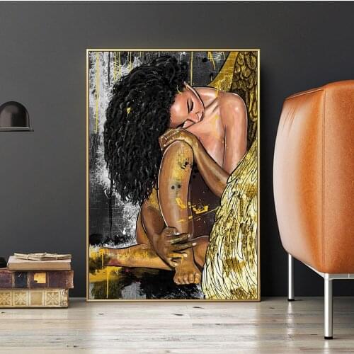Graffiti Golden Wing Angel Poster And Prints Abstract Sexy Girl Wall Picture On The Canvas Art Painting For Living Room Decor