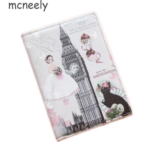 Well done! Girl and Big Ben Printing Women Passport Holder PU Leather Girls Card holder Lady Travel Passport Cover 1PC