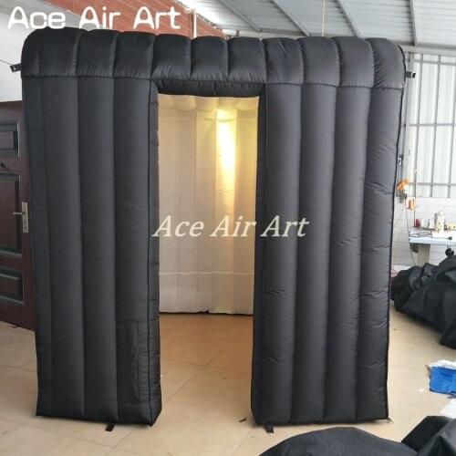 Customized Durable designed logo black outside and white inside Inflatable photo booth cube with door next to door