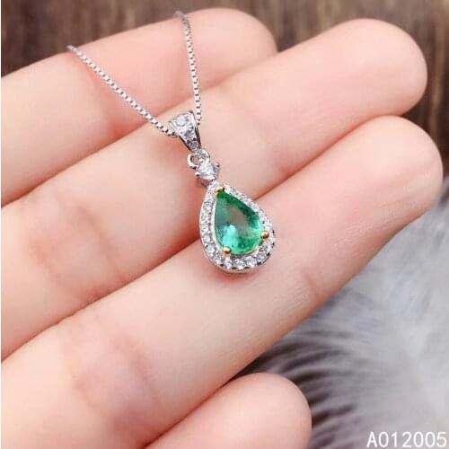 KJJEAXCMY Fine Jewelry 925 Sterling Silver Inlaid Natural Emerald Female New Pendant Necklace Noble Support Test Popular
