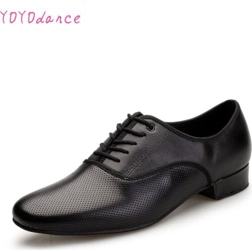 Leather Dance Shoes Men Sneakers Black Latin Ballroom Shoes Flat Heel Dance Shoes for Men Heel Plug Size Ballroom Men Shoes
