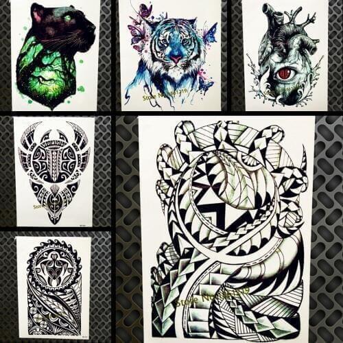 Cool Large Body Art Arm Black Temporary Tattoo Sticker Women Men 21x15CM Fake Flash Tattoo Totem Ancient Indian Waterproof Tatoo