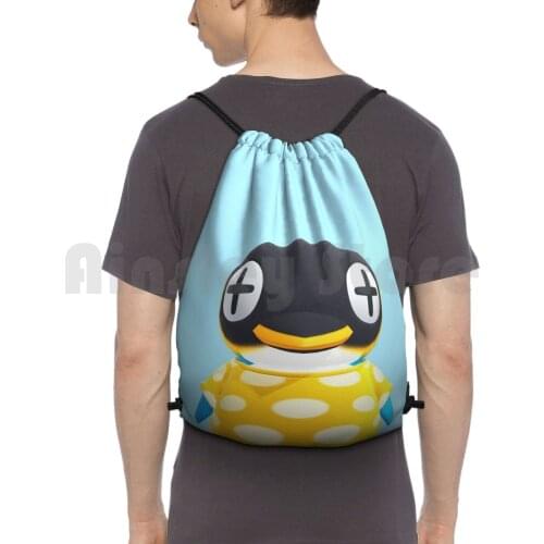 Cube Backpack Drawstring Bag Riding Climbing Gym Bag Animal Penguins Penguin New Leaf New Horizons Acnl Acnh Animal New Leaf