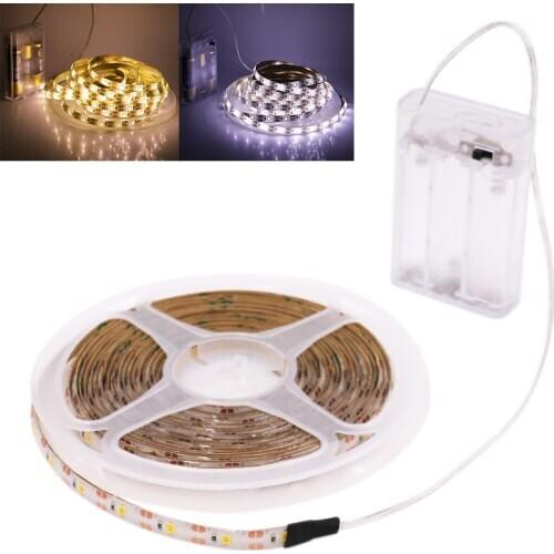 DC 5V AA Battery Operated LED Strip SMD 3528 60Leds/m Flexible LED Light Stripe Waterproof Ribbon Diode Tape 0.5m 1m 2m 3m 4m 5m