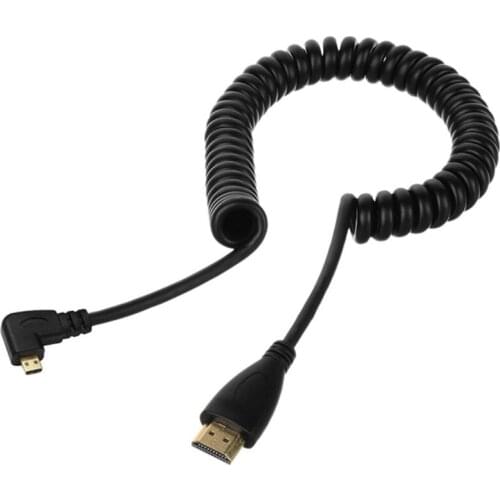 Left-Angled Micro-HDMI-compatible to HDMI-compatible Male Cable Stretched Length for Cameras