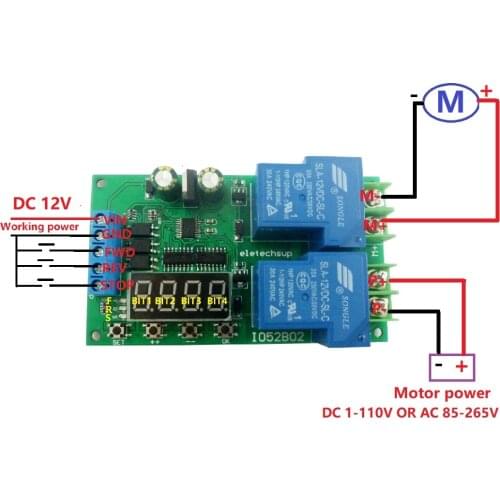 12V 30A Multifunction DC/AC Motor Controller Relay Board Forward Reverse Control Automatic Delay Cycle Start Stop Switch Module
