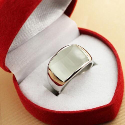 MOONROCY Drop Shipping Jewelry Wholesale Silver Color Crystal Square Opal Wedding Ring for Women Girls Gift Drop Shoppin