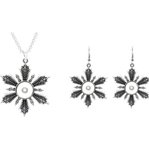 2017 New High Quality Snap Button Jewelry Set 18mm Snap Necklace & 12MM Snap Earrings Maple Leaf Earrings Necklaces ZG132