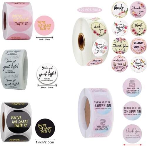 500pcs Label Stickers Cute Circle Paper Thank You Seal labels For Your Order and Handmade Stationery Stickers 1 inch