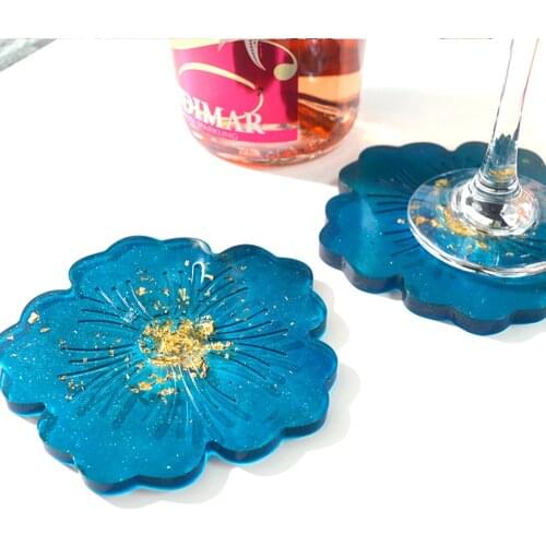 2021 New DIY Small Flower Type Plate Silicone Mold Trinket Resin Making Epoxy Crafts Jewelry Organizer Tools Cup Winebowl Mat