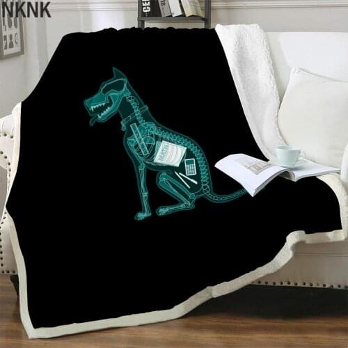 NKNK Brank Animal Blanket Skeleton Blankets For Beds Hip Hop Thin Quilt Rock Bedspread For Bed Sherpa Blanket Fashion Vintage