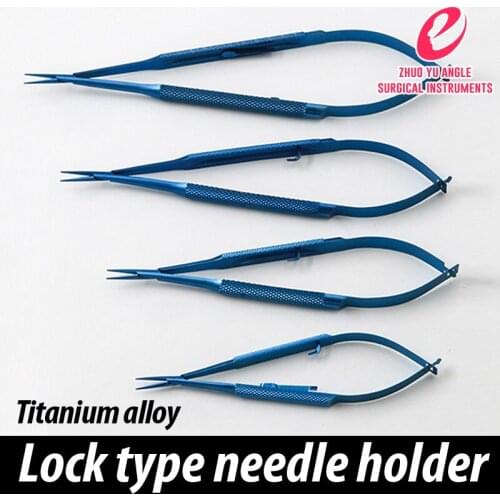 Ophthalmic microinstruments surgical titanium alloy microneedle holder with locking needle holder straight head/elbow