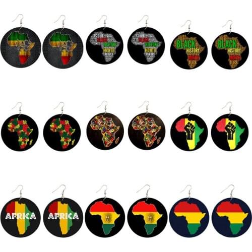 Wholesale price African Spirit Peace Round Wood Earrings For Women