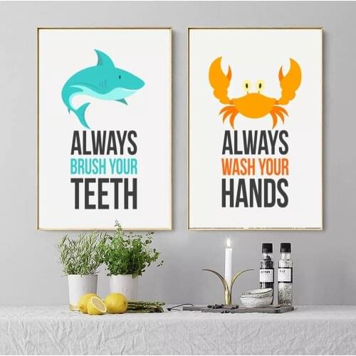 Cartoon Seahorse Shark Crab Wall Art Print Posters And Prints Canvas Poster Wall Pictures Nursery Baby Room Decoration Home