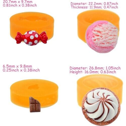 PRZY Mini Candy Mold Silicone Mold 4 Styles Fondant Mould Clay Molds Sugarcraft Candy Chocolate Resin Aroma Stone Mouls