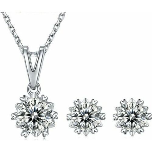 P&Y Luxry Sterling Silver Wedding Engagement Diamond Jewelry Set White Gold Star VVS Moissanite Women Luxry Necklace Earrings