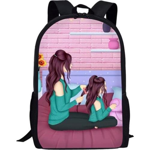 INJERSDESIGNS Women Backpack Super Mom Girls Printing Backpacks Teenager School Bags Children travel Schoolbag Fashion Mochila