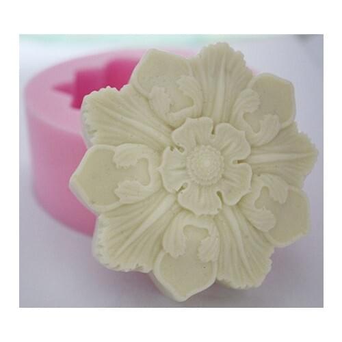 Silicone soap mold Blooming flowers round shape fondant cake mold handmade clay craft mold DIY tools