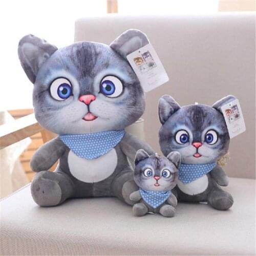 Cute Simulation 3D Cat Plush Doll Pillow Plush Toy Kawaii Home Decorative Bedroom Decor Stuffed Plush Toy For Children Girl Gift