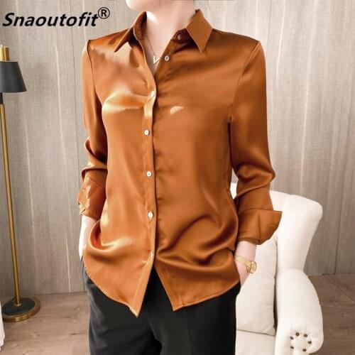 Snaoutofit Acetate Satin Shirt Female Design Sense Niche Spring 2021 New Professional Square Collar White Shirt Silk Top M-L-90