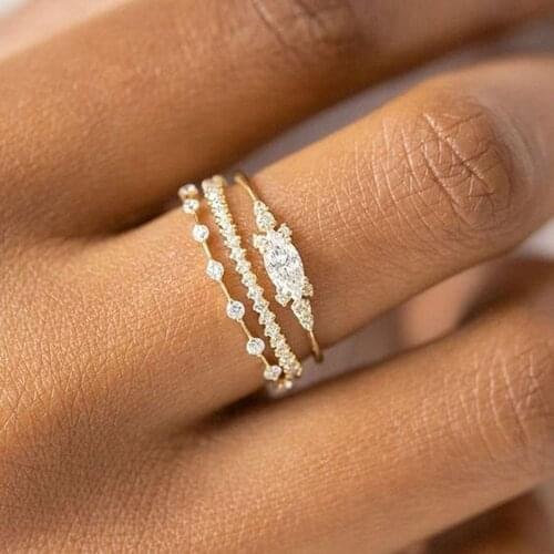 New INS Style Gold Color Noble Trend Rings For Women Entry Lux Zircon Midi Finger Rings For Girl Anniversary Jewelry KAR229