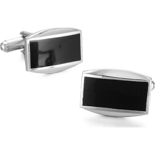 High quality Classic Silver Plated Black Enamel Copper Mens Cufflink Luxury gift Party Wedding Suit Shirt Buttons Cufflinks