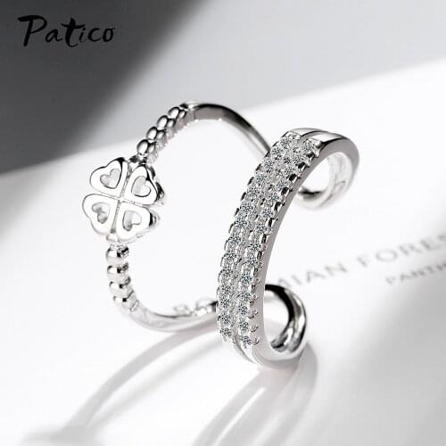 New Arrival 925 Sterling Silver Cute Heart Crystal Resizable Rings For Women Girls Wedding Engagement Luxury Jewelry Wholesale