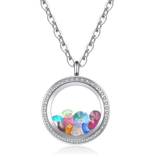 1.18inches 30mm micro pave Crystal Pendant Screw Twist Closure 316L Waterproof Stainless Steel Glass Locket for Floating Charms