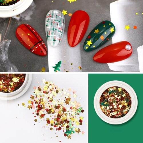 1 Box Christmas Nail Sequins Snowflake Nail Decoration Aurora Symphony Star Nails Accessories Christmas Party Nail Art Tool