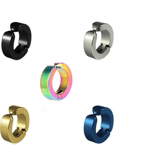 1 Pcs Ear Clip Non Piercing Earrings Fake Earrings for Men Circle Round Earring Fashion Jewelry Punk Rock Style
